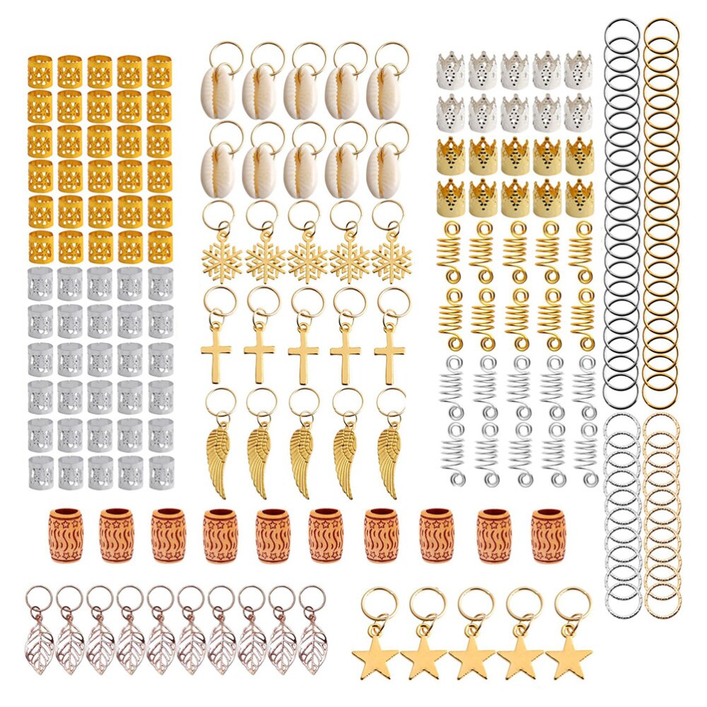 210Pcs Dreadlocks Hairpins Hair Tube Hair Cuffs Hair Headdress Decorative Hair Cuffs Dreadlocks Rings for Decor: Default Title