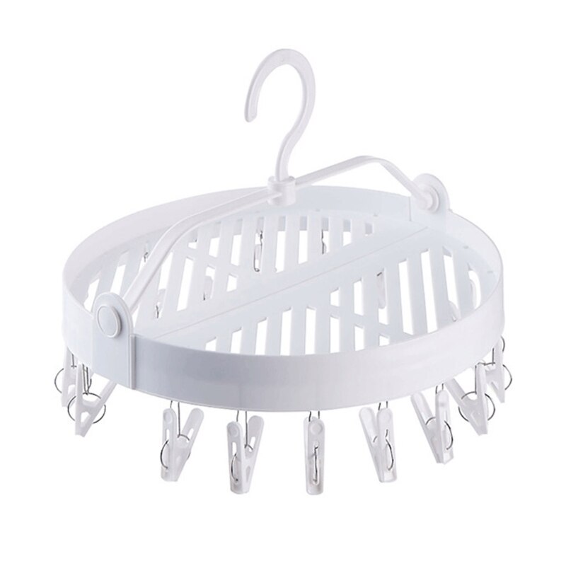 Household Multifunctional Circular Folding Drying Rack Underwear Socks Drying Rack Windproof and Inclined Rack for Socks: White