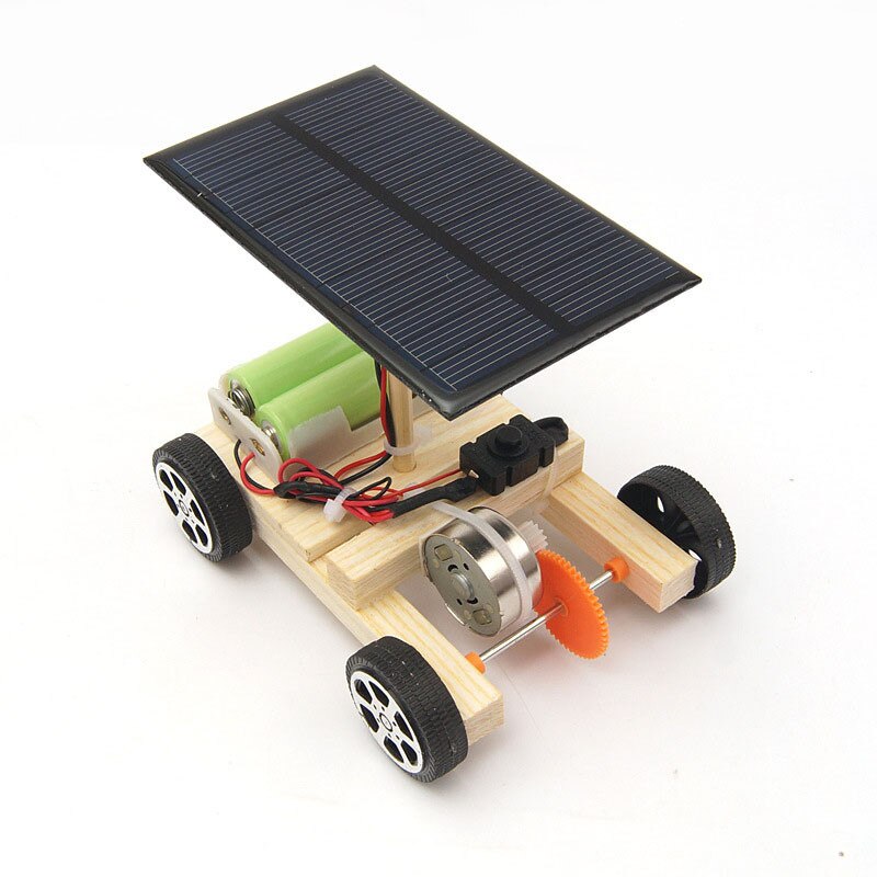 Diy Solar Elektrische Speelgoed Auto Mini Zonne-energie Houten Vergadering Wetenschap Model Oplaadbare Batterij Modle Auto Speelgoed Voor Kinderen