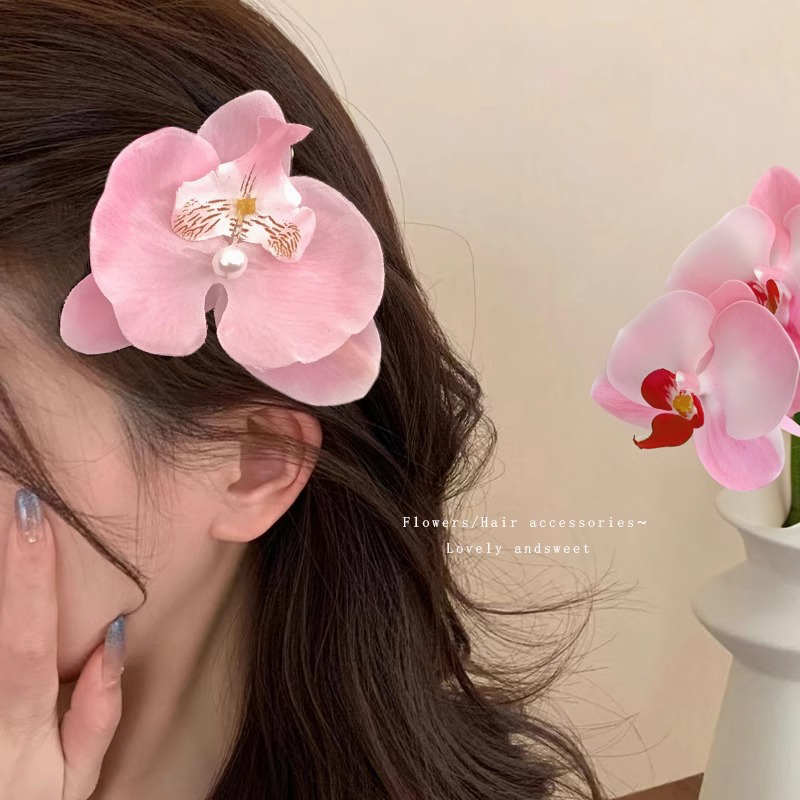 Orchid Hair Clip For Woman Artificial Flower Hairpins Cute Wedding Party Side Clip Hair Accessories