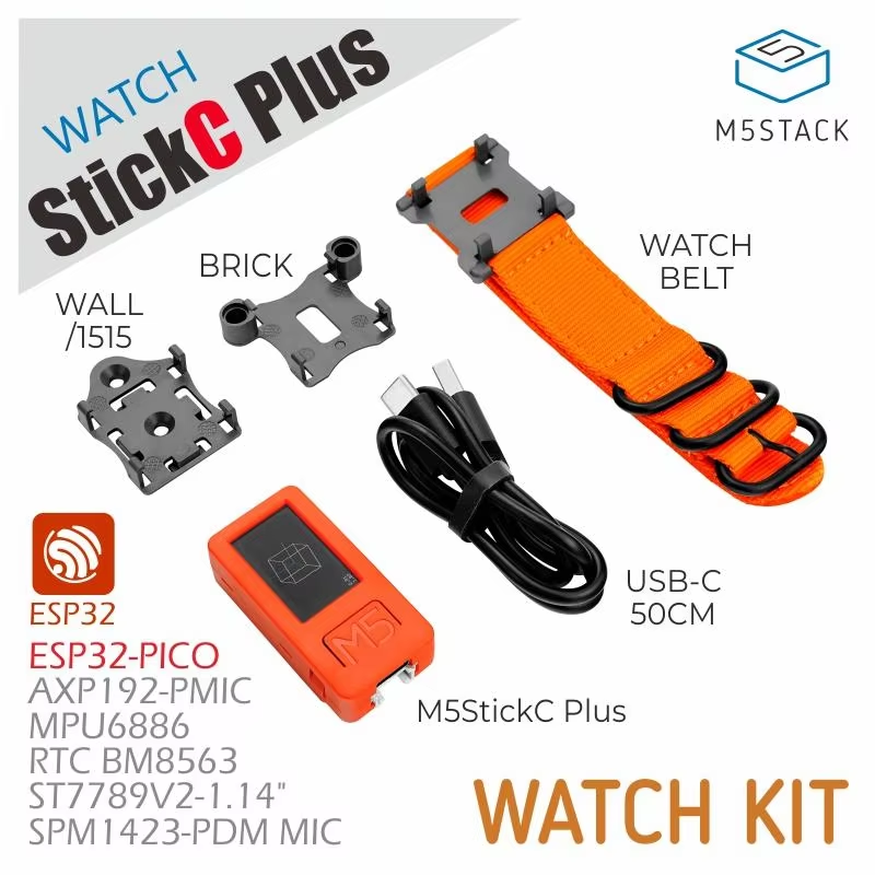 M5Stack oficial M5StickC PLUS-PLUS2 con accesorios de reloj Mini Kit de desarrollo IoT controlador IoT de pantalla TFT de 1,14 pulgadas
