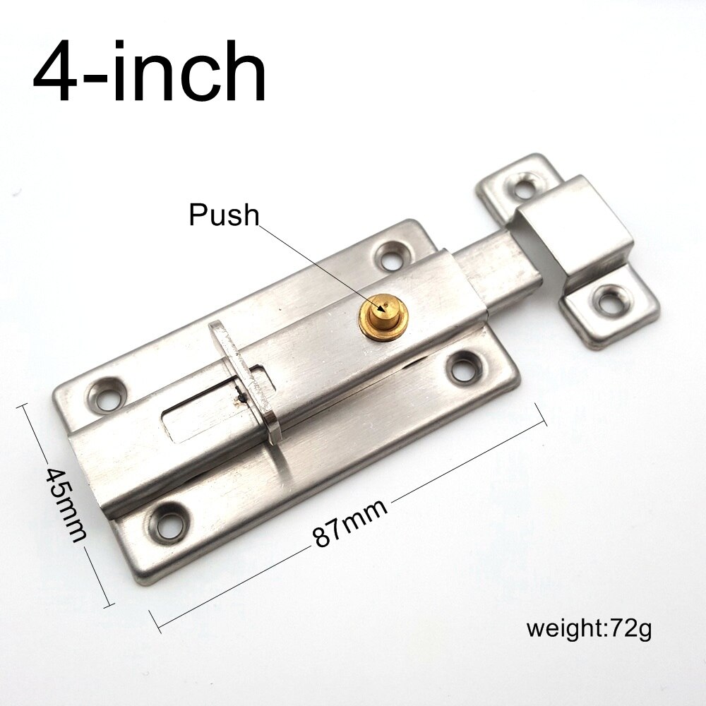 1Pcs 3/4 inch Stainless Steel Automatic spring Brass button Door Latch Sliding Lock Bolt Latch Hasp Staple Gate Safety Lock