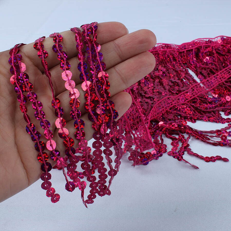 6 Metri/lotto Olografica Paillettes Nappe E Frange Tenda Decorativa pizzo ordinare Nappe Fai Da Te Accessori di ABBIGLIAMENTO patchwork