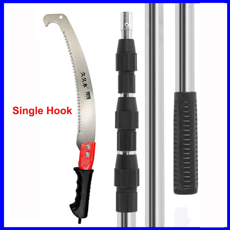 Telescopic Pole Saw Reciprocating Hand Tools Multifunctional Stainless Steel High Branch Garden Fruit Tree Altitude: 2.5M Three Section / Single Hook Black