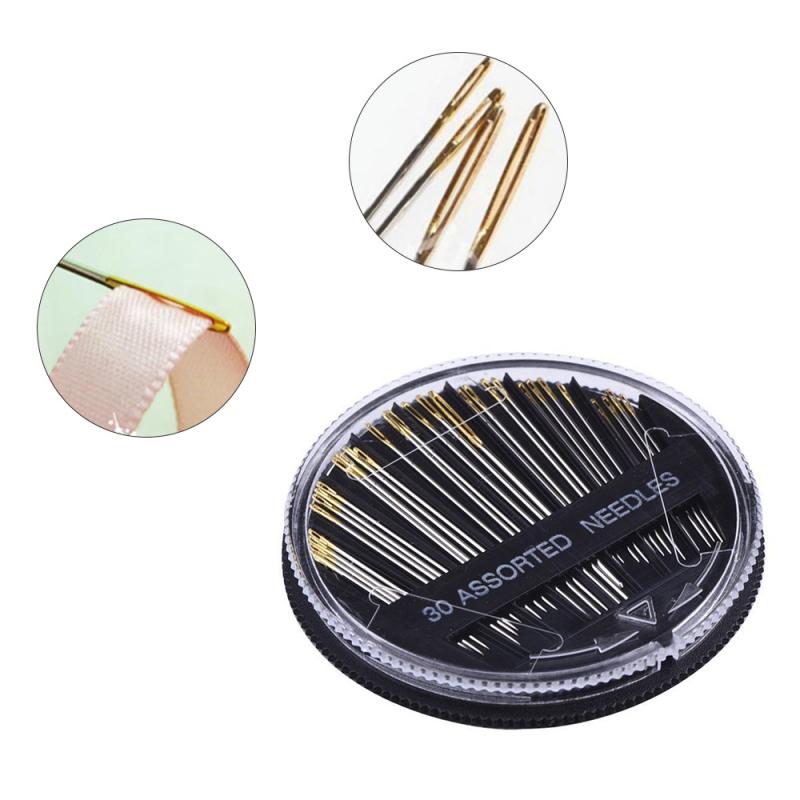 30Pcs Set Sewing Needles Large Eye Cross Stitch Needles Craft Embroidery Tool Hand Sewing Needle With Storage Round Box