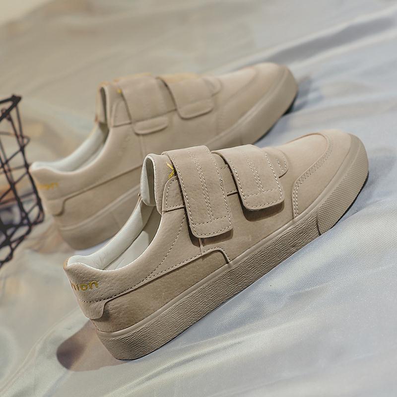 Damesko ensfarget krokløkke alle matcher lavt semsket skinn vanntette jente joggesko grunnleggende stil beige grå sko aa -347