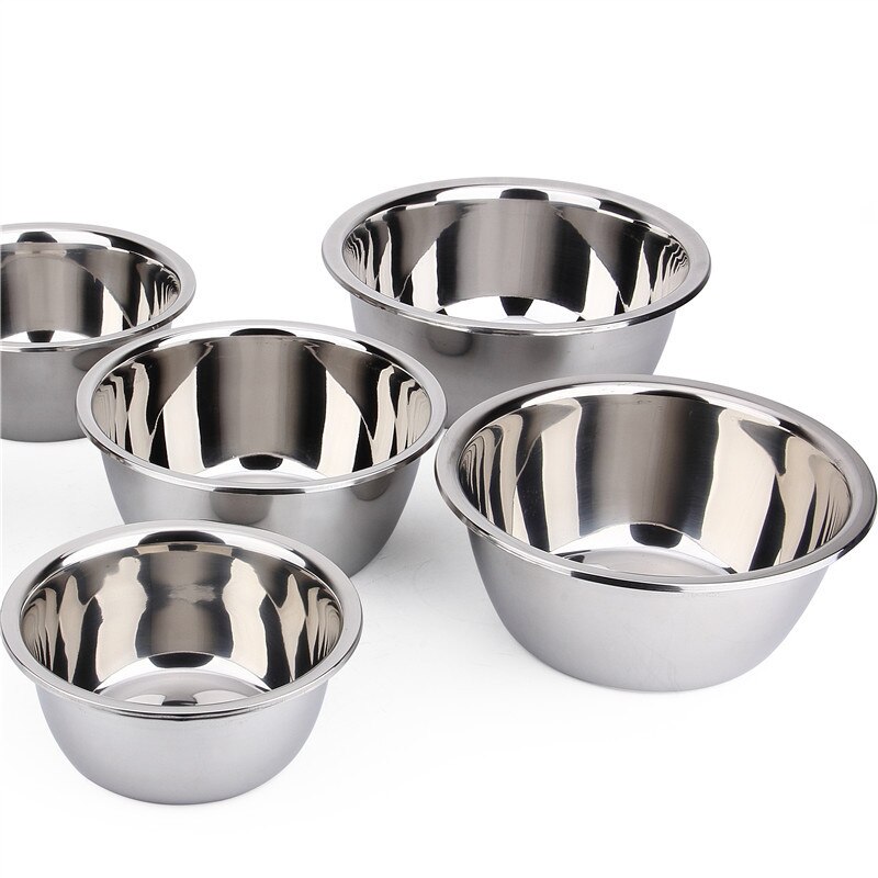 1 stücke Edelstahl Schleifen Mischen Schalen Dicker DIY Kuchen Brot Salat Rührgerät Küche Kochen Werkzeuge Backen Rührgerät Küche Topf