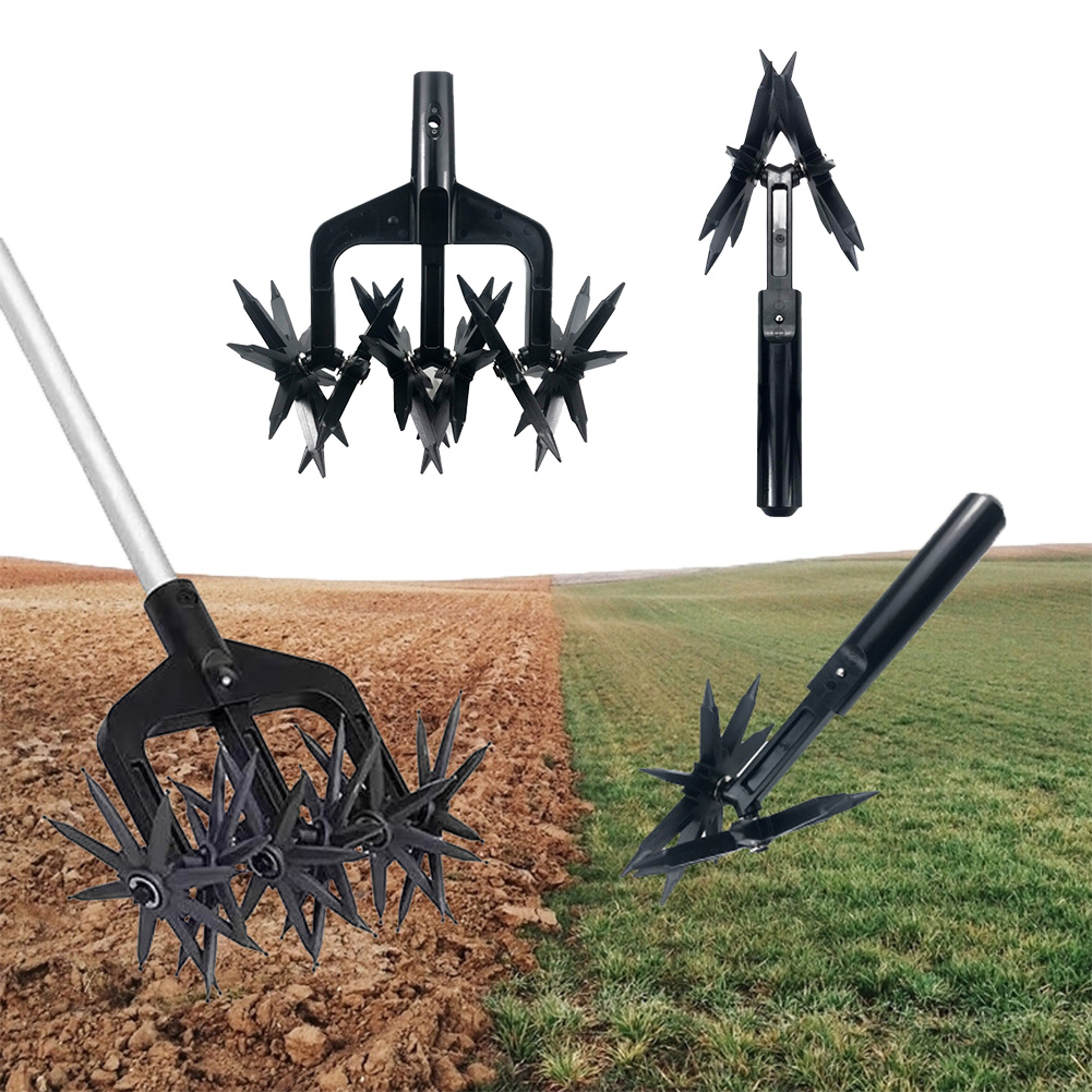 2 in 1 Garden Aerator Garden Soil Scarifier Ventilated Scarifier Gardening Rotary Tiller Rotary Cultivator Tool for Garden Lawn