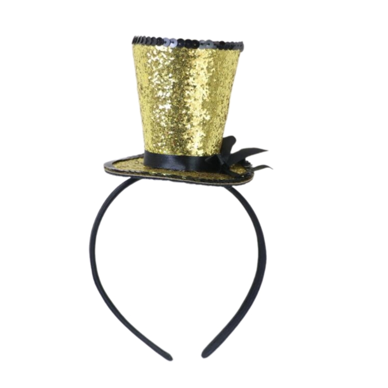 Slør top hat fascinators hårbøjle tehat til piger børn vintage pilleæskehat tehat fascinators halloween: Gul