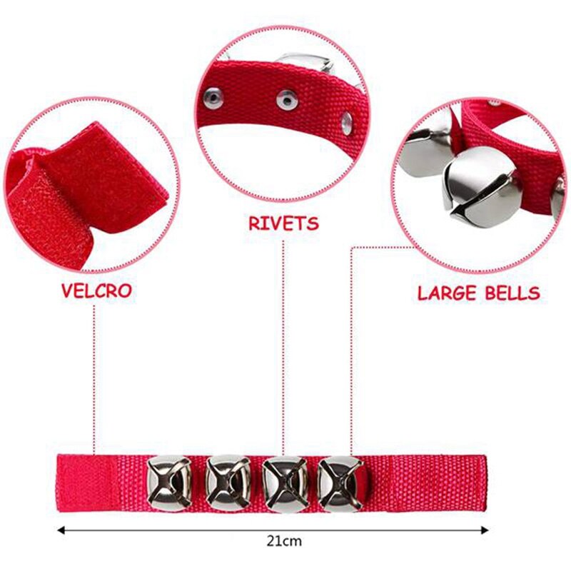 Bande poignet cloche Bracelet Jingle musique cheville cloche rythme jouet Percussion fête pour noël école enfants (rouge et vert)