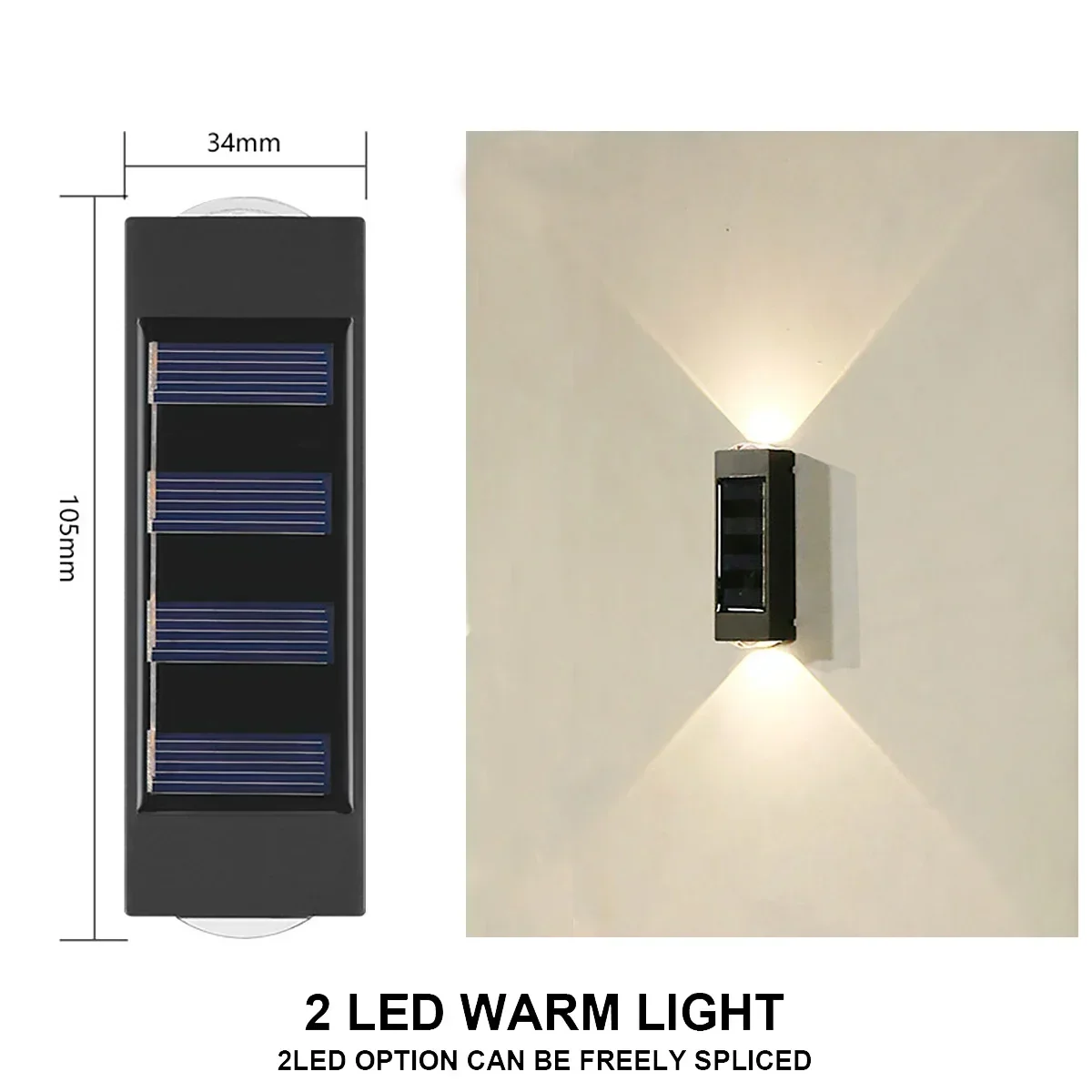 Outdoor Solar LED-wandlampen Waterdichte Led Solar Lamp Op en neer Lichtgevende verlichting voor tuin Balkon Yard Street Decor Lampen: orange / 6-10W