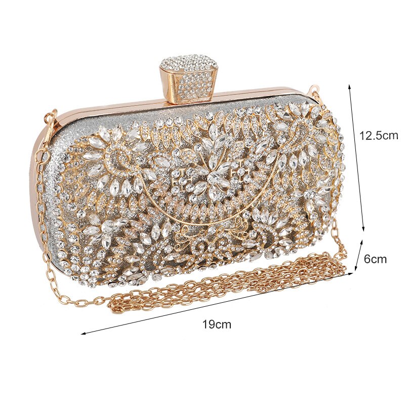 Diamant soirée pochette pour femmes sac à main de mariage chaîne sac à bandoulière petit sac à main avec poignée en métal ZD1397