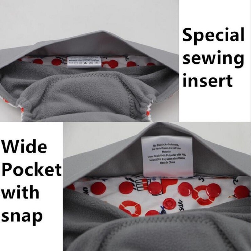 Allt-i-ett aio baby tyg blöja sydd mikrofiber inlägg miljövänlig återställbar vattentät nyfödd blöja blöja nattbruk passar alla