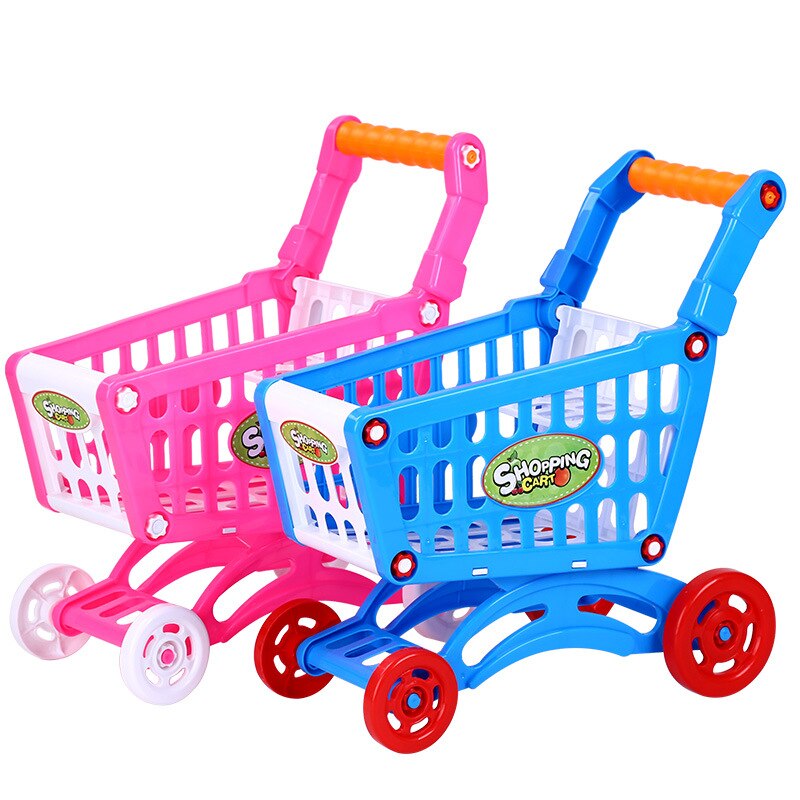 Kids Mini Plastic Shopping Cart Play House Toy Plastic Simulation Fruit Pretend Play Toy For Children