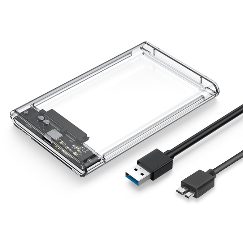 USB3.0 MicroB Transparent 2.5inch External Storage Case SATA 5Gbps HDD SSD Hard Drive Enclosure Support UASP for PC Laptop: Default Title