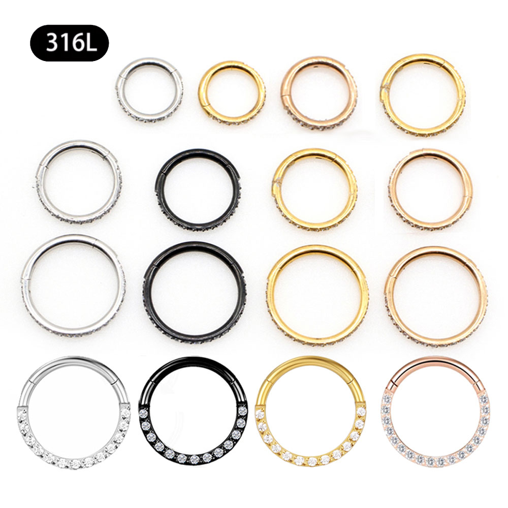10/50Pc Round Zircon Septum Ring Hoop Cartilage Tragus Helix Small Piercing Nose Ring Earring For Women Body Jewelry Accessorie