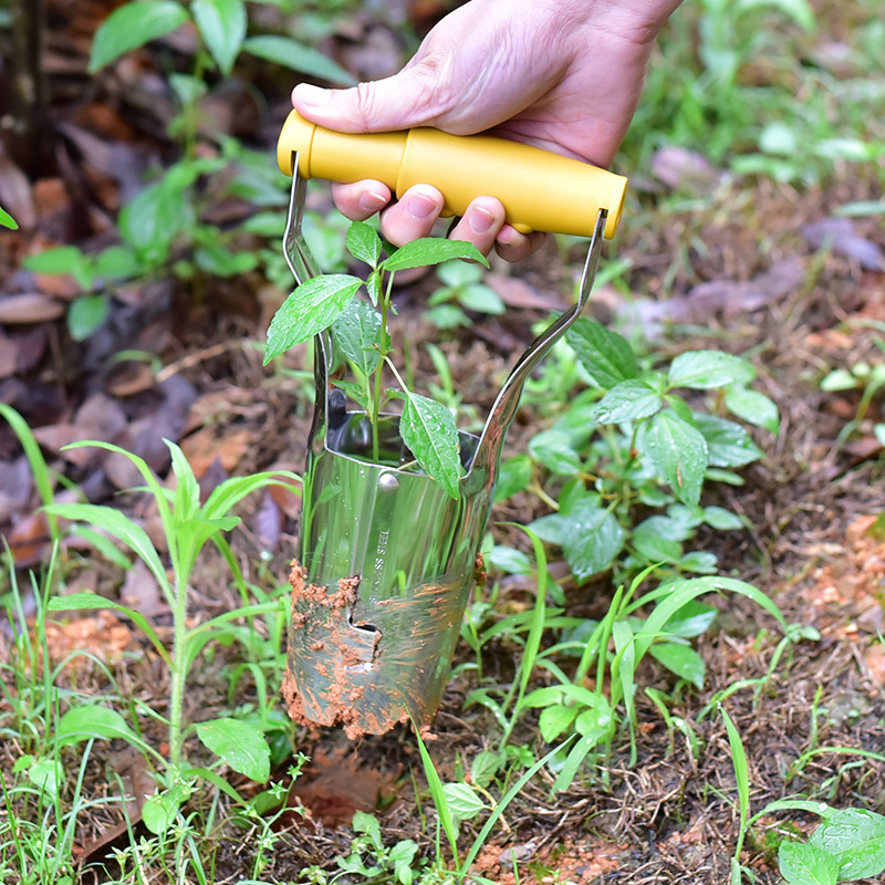 Stainless Steel Seeder Excavator Horticultural Wood Handle Hole Drilling Seedling Transplanting Flower Planting Seedling Planter