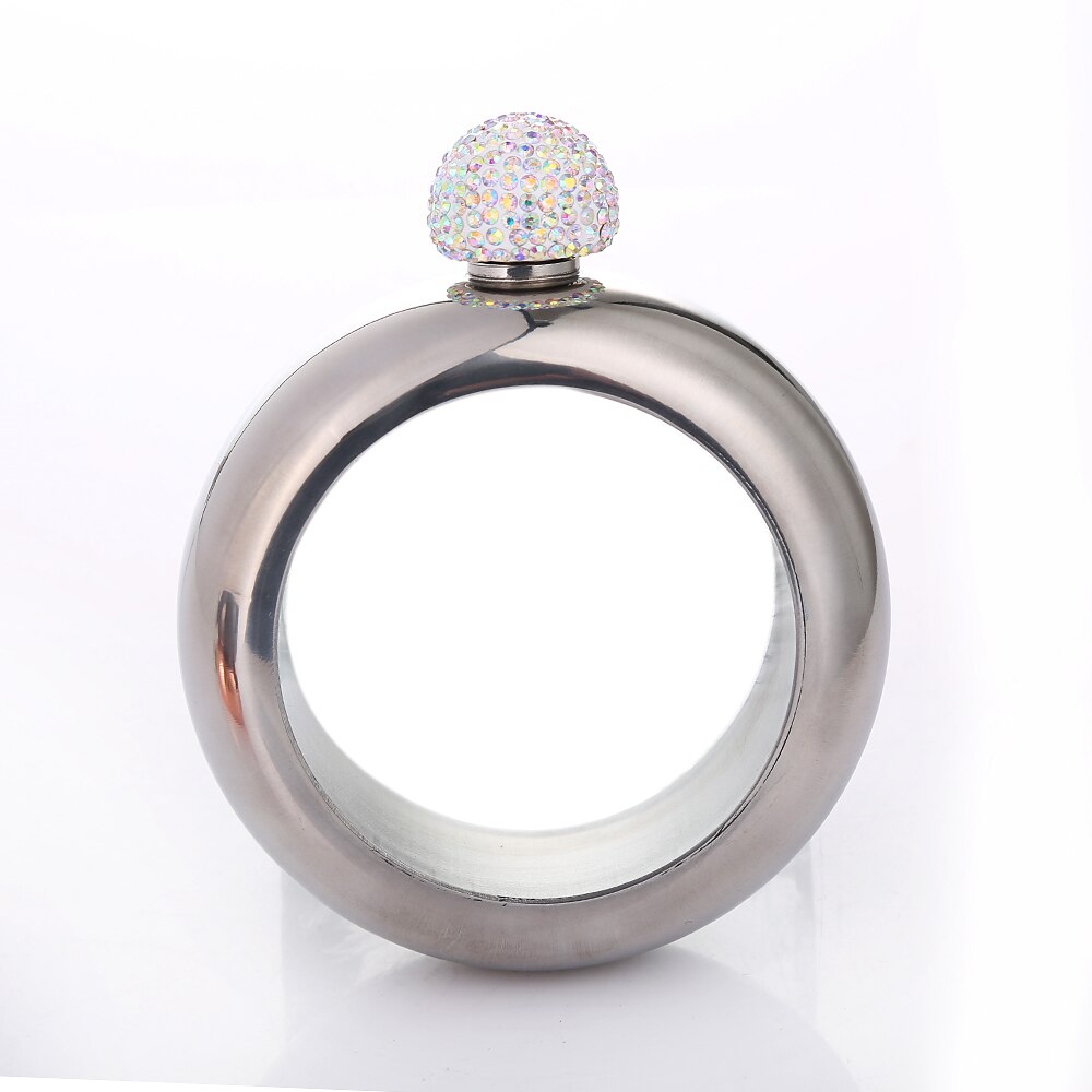 Realand Moda 3.5 OZ Garrafa Anca do Aço Inoxidável Pulseira Bangle Pedrinhas Tampa Álcool Uísque Copos Jóias para As Mulheres