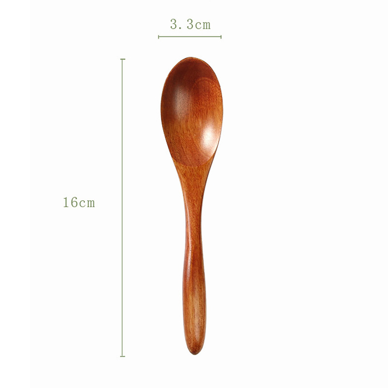 de cuchara de sopa de leche con miel de madera maciza, vajilla de madera con mango largo, cuchara para agitar el café, palo, juegos de accesorios de cocina: 6
