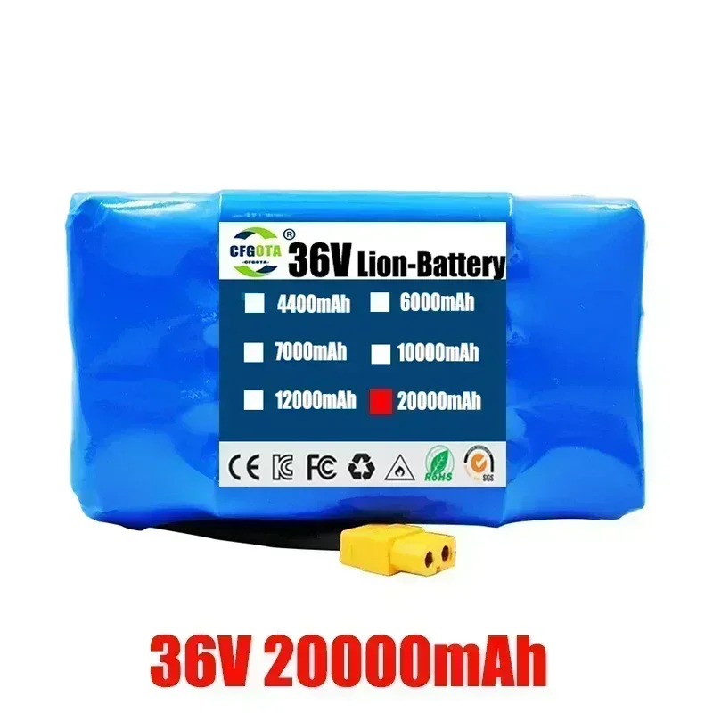 36V 7Ah Batterij Hoverboard Oplaadbare Li-Ion Batterij Li-Ion Cel voor Elektrische Zelf Balans Scooter Hoverboard Eenwieler: Sky Blue
