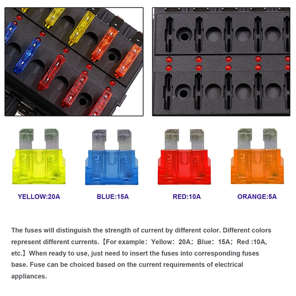 6 Way Blade Fuse Holder Box Auto Block Case With Screw Nut Terminal For 12-32V Car Truck Vehicle Marine Boat Motorhome