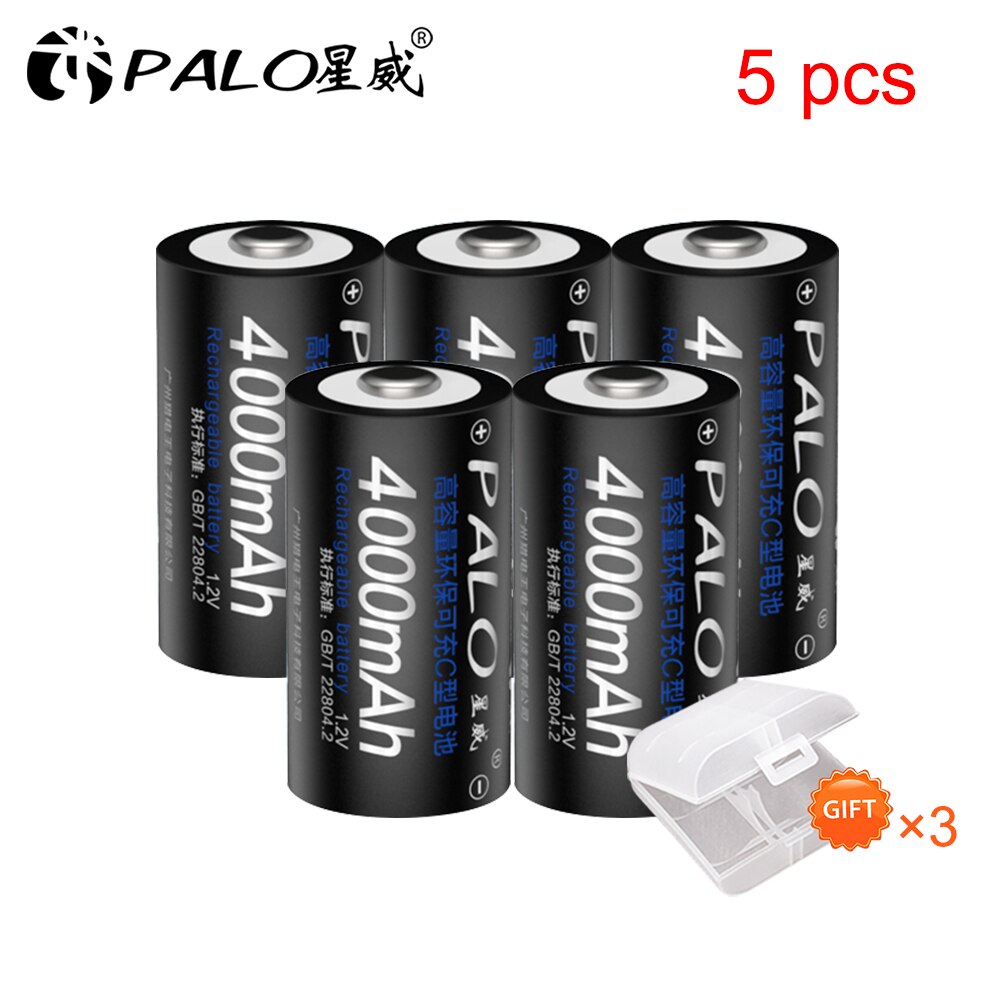R14 C Cell 1.2V C size rechargeable battery 4000mAh NI-MH batteries for LED Candle Gas Cooker/Car Toy Radio: 5pcs