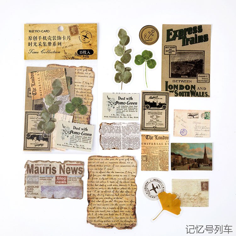15 kpl aikakeräys paperikortti scrapbooking/korttien teko/journaling projekti diy retro puhelimen ripustin reikäkorteilla: 4