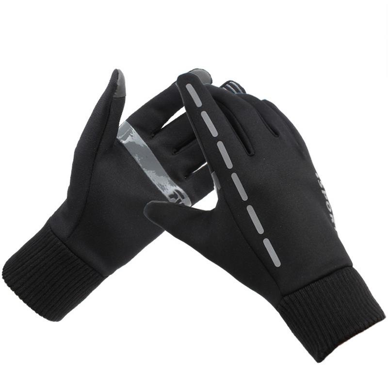 1 Pair Cycling Anti-skid Touch-screen Winter Spring Sports Thermal Gloves Men And Women Grab Velvet Thin Reflective Gloves