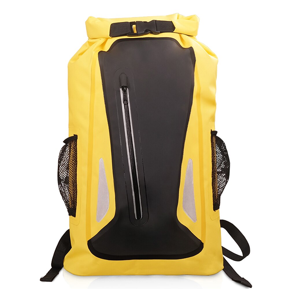 Bolsa seca impermeable al aire libre 25L reflectante ligero Camping Gear mochila senderismo bolsa deporte mochila mujeres hombres bolsa deportiva: Yellow