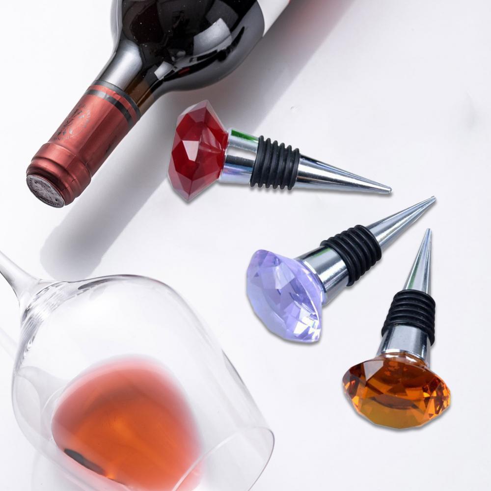 80%HOTCrystal Metal Silicone Leakproof Reusable Wine Stopper Bottle Sealer Cork Plug