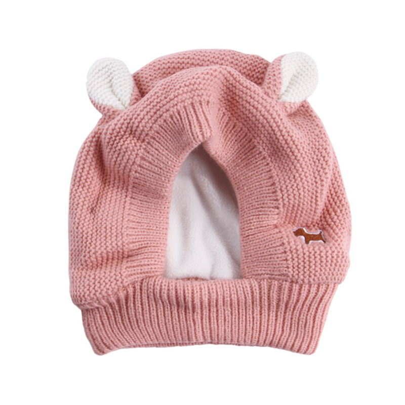 Quiet Ears for Dogs, Dog Ear Muffs Noise Protection Knitted Dog Hats Pet Ears Warm Dog Ear Cover Winter Hat Bunny Costume: Roze