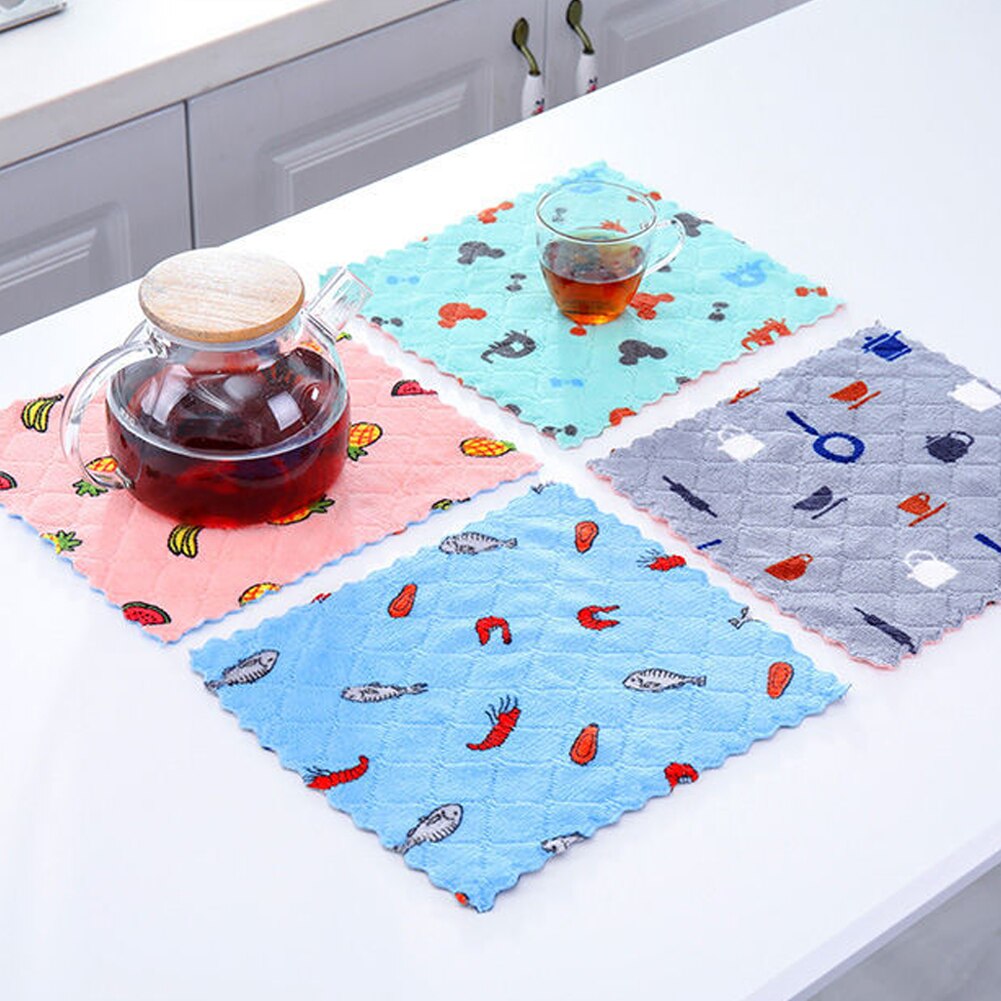 Keuken Anti-Vet Poetslappen Coral Fluwelen Super Absorberende Microfiber Schoonmaakdoekje Thuis Wassen Schotel Keuken Schoonmaken Handdoek