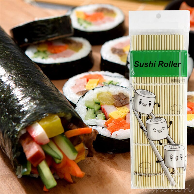 Alfombrilla de bambú para hacer Sushi, herramienta para hacer Sushi japonés, alfombra para Sushi, rodillo de arroz, accesorios para cocina