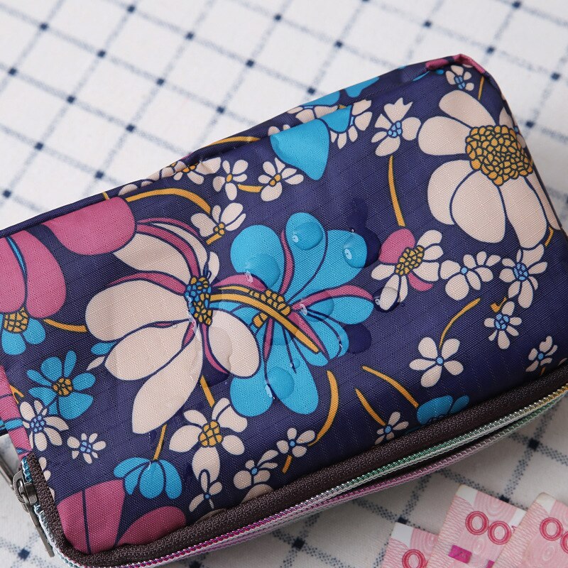 Mini cartera con cremallera para mujer, tarjetero, monedero pequeño, bolso de mano de cuero, 3 capas