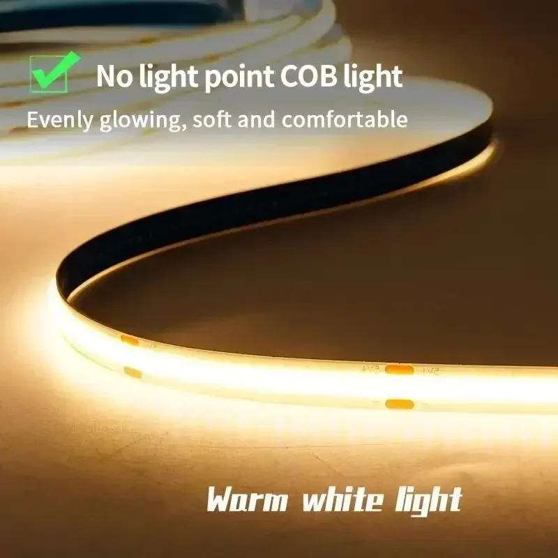 Usb 5v cob led-stripelys berøringssensorbryter dimbar diodelys for hjemmet julelys hjem rom festdekor