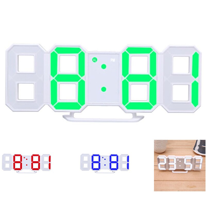 8 Shaped Usb Digital Table Clocks Wall Clock Led Time Display Watches 24-Hour Display Alarm Snooze Home Decoration—Blue: Default Title