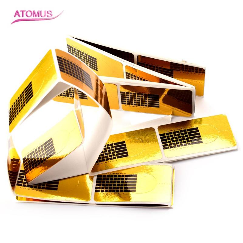 100pcs/50pcs Gold Nail Art Forms Tip Sculpting Guide Stickers Salon Acrylic Gel Nail Tips Nail Extension Forms Sticker Tools: 50pcs