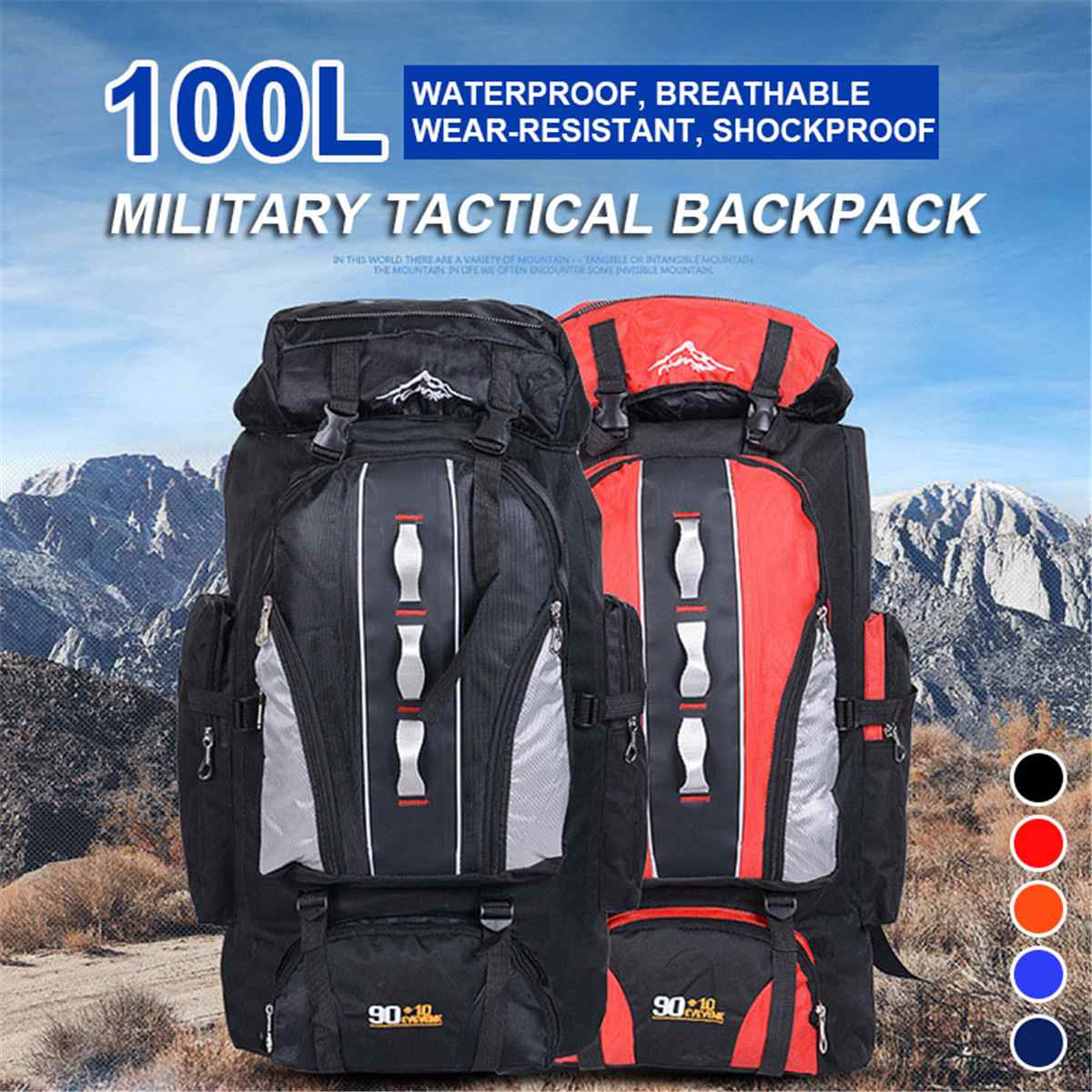 100L Waterdicht Klimmen Rugzak Rugzak Outdoor Sporttas Rugzak Camping Wandelen Rugzak Vrouwen/Mannen Trekking Bag