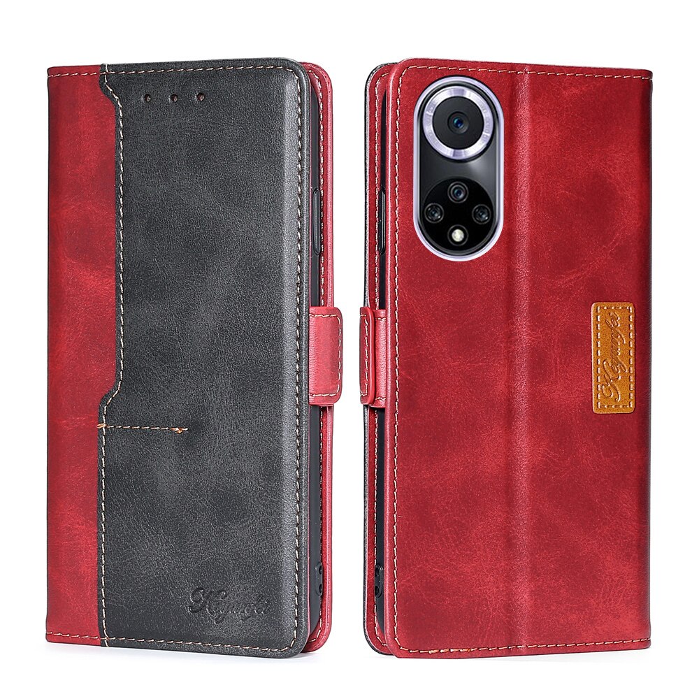 For Huawei Nova 9 9SE Case Wallet Card Luxury Retro Leather Stand Magnetic Book Flip Cover For Huawei Nova9 Pro Phone Cases: Nova 9 / red-gray