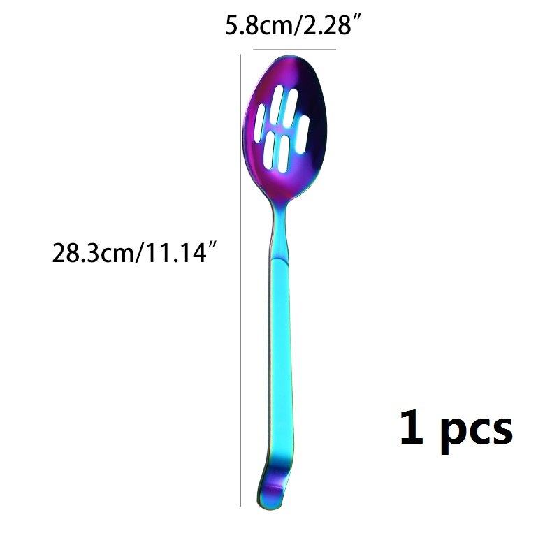 Juego de utensilios de cocina de acero inoxidable, cuchara de Buffet público, restaurante, utensilios de cocina, cucharas, tenedores, colador: 1pcs leak spoon