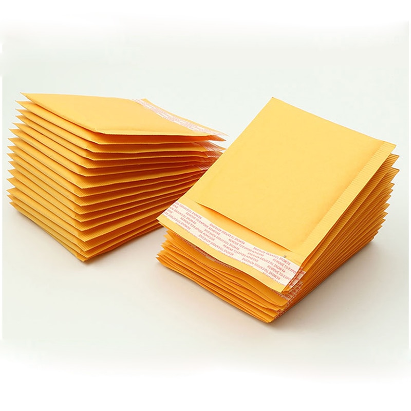 10Pcs 8 Sizes Small Packaging Bag Yellow Kraft Bubble Mailers Padded Envelopes Mailing Bag Business Supplies