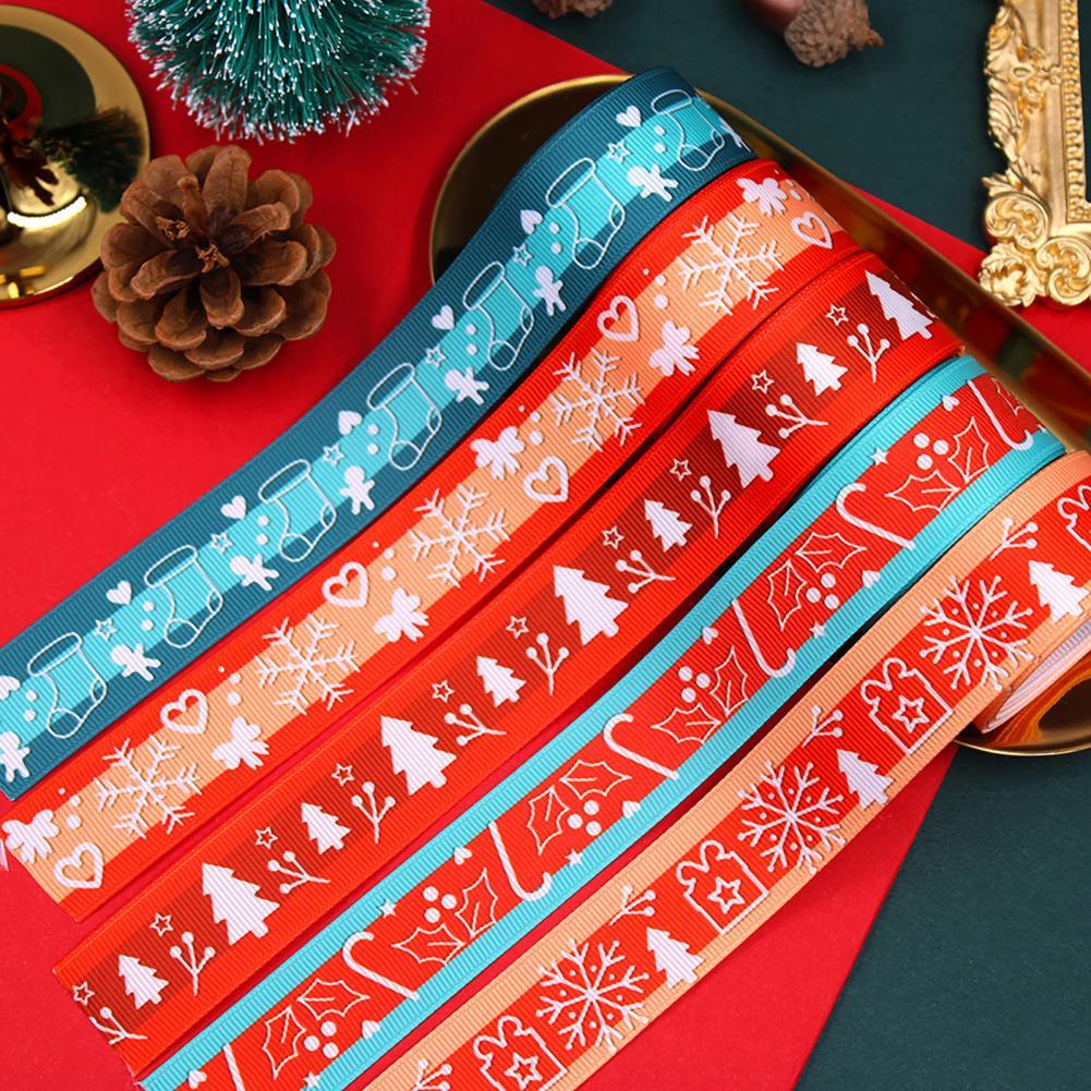 25Mm Kerst Lint Wrapping Lint Kerst Thema Decoratieve Sneeuwvlok Kerstboom Print Lint Gedrukt Grosgrain Lint
