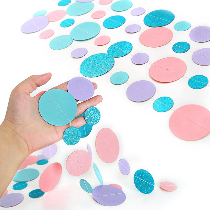 4 Meters Round Circle Hanging Paper Garland String Chain Home Birthday Wedding Banner Jungle Mermaid Party Decoration Supplies: S02
