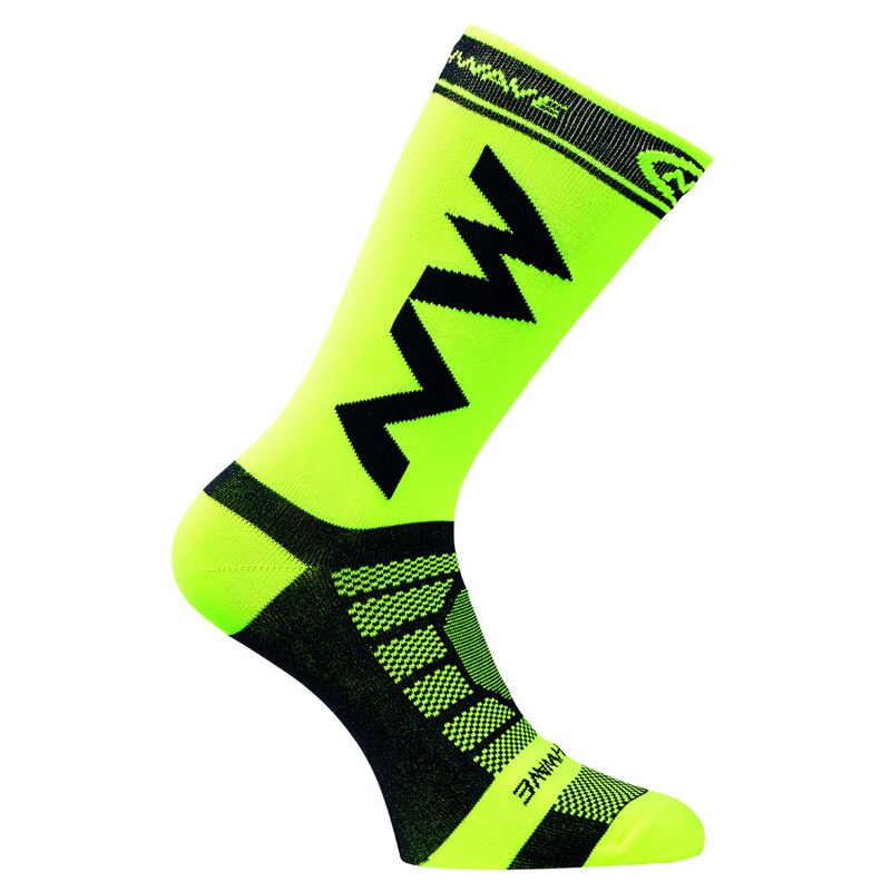 Sport Outdoor Fietsen Sokken Mannen Running Sokken Ademend Comfortabele Fietsen Compressie Sokken: Fluorescent green