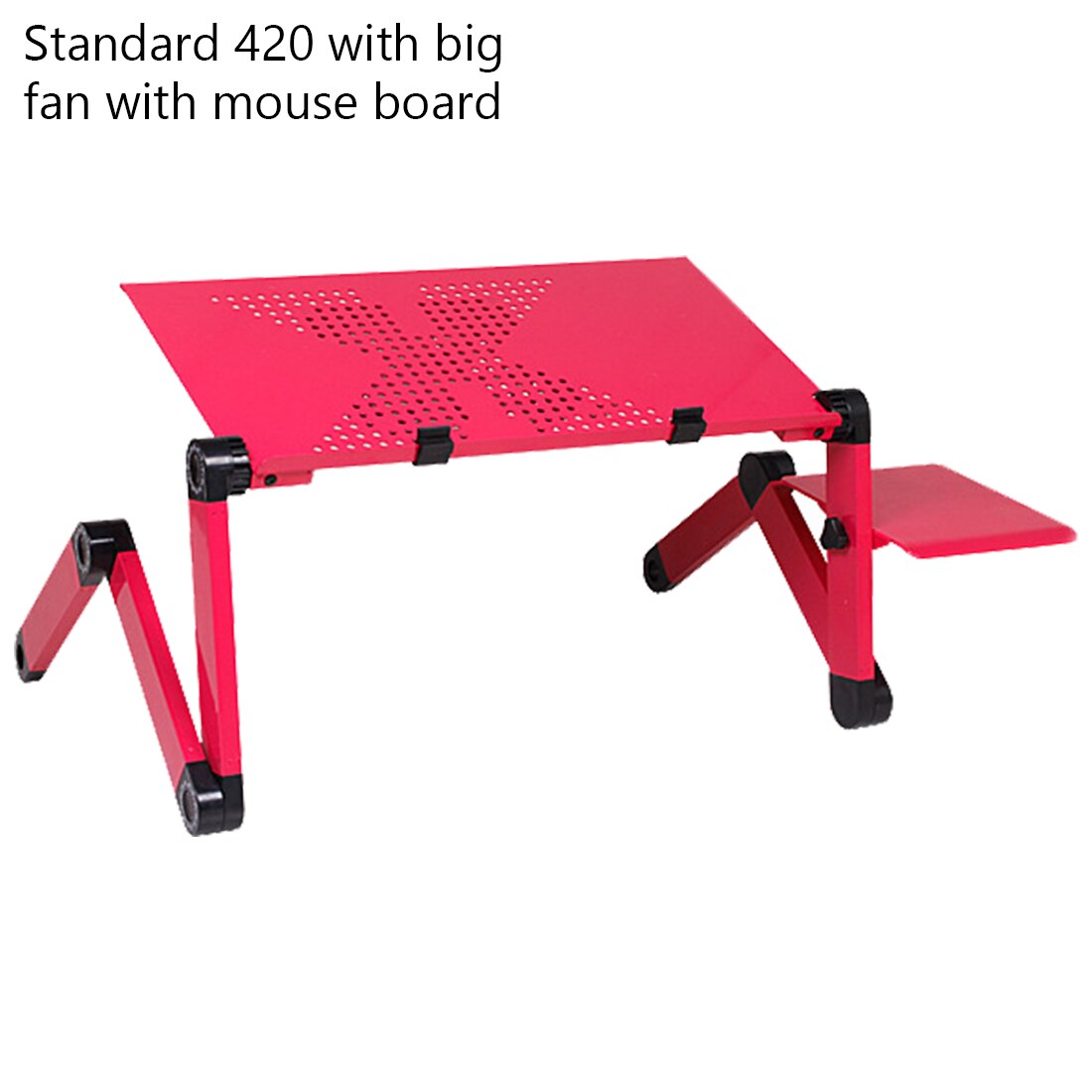 Portable Laptop Desk Adjustable Notebook Desk Aluminum Bed Lapdesk Tray PC Table Stand Notebook Table Desk Stand With Mouse Pa: 480 Red Big fans