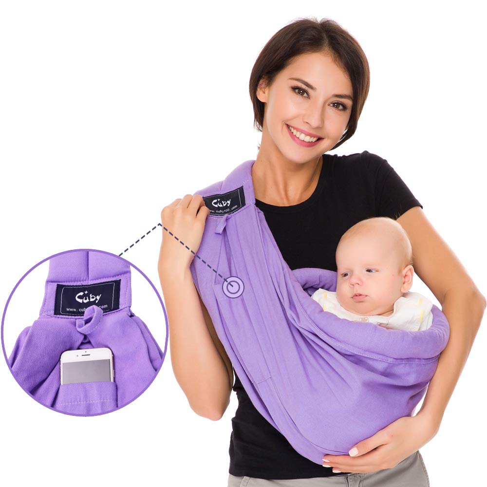 CUBY-eslinga frontal Lisa para bebé, envoltura de algodón para bebé, para la guardería suave, recién nacidos y lactancia materna, ergonomía, gastos de