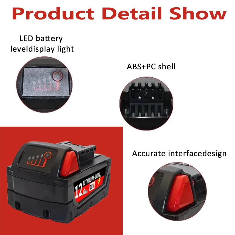 NEUE 18V Für Milwaukee M18 M18B6 18V XC 12Ah 9Ah Li-Ion Akku 48-11-1860/Ladegerät akku