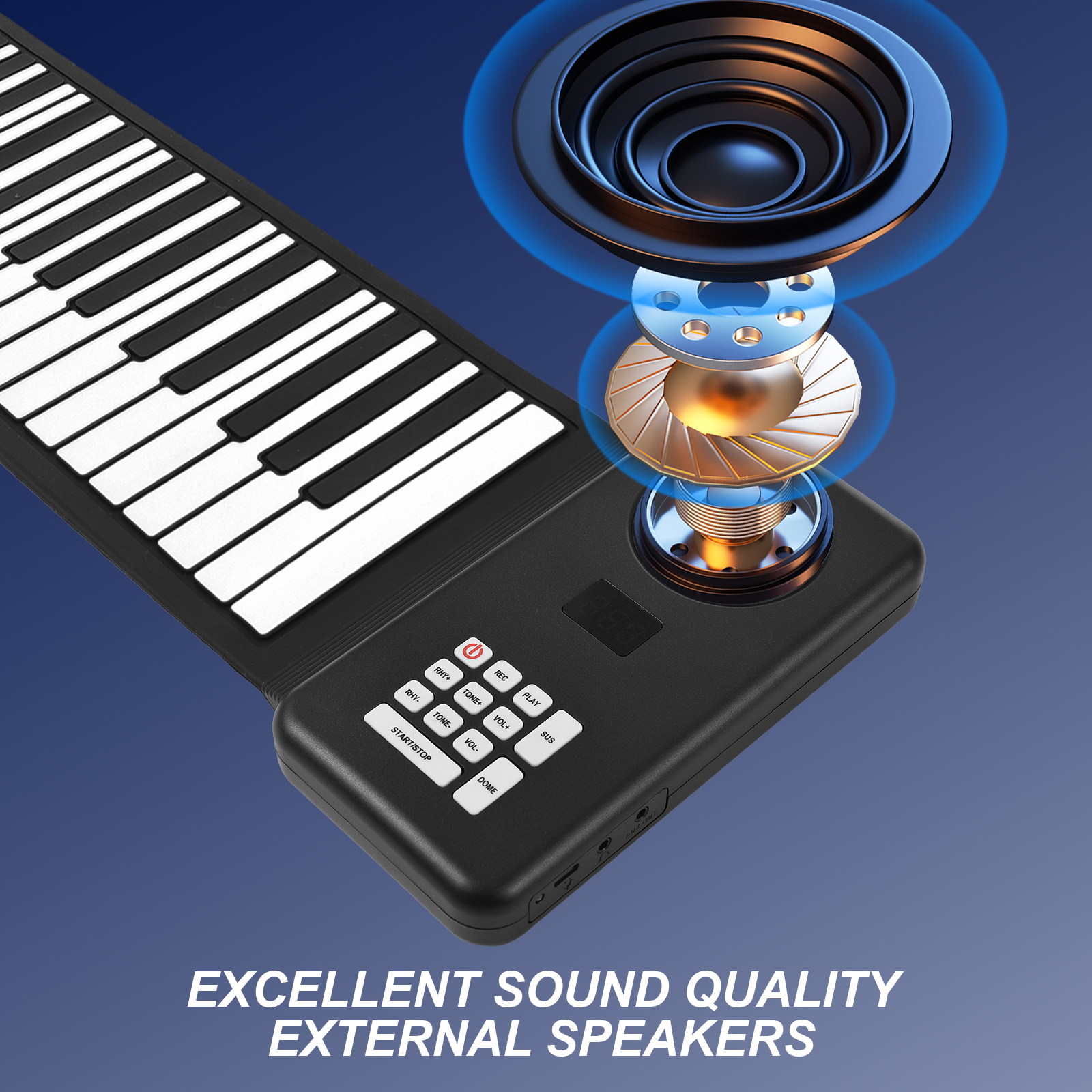 88-Tasten-tragbares Klavier, Handroll, elektronisches Klavier, umweltfreundliches, faltbares Klavier aus Silikon, Heimübung für Reiseanfänger