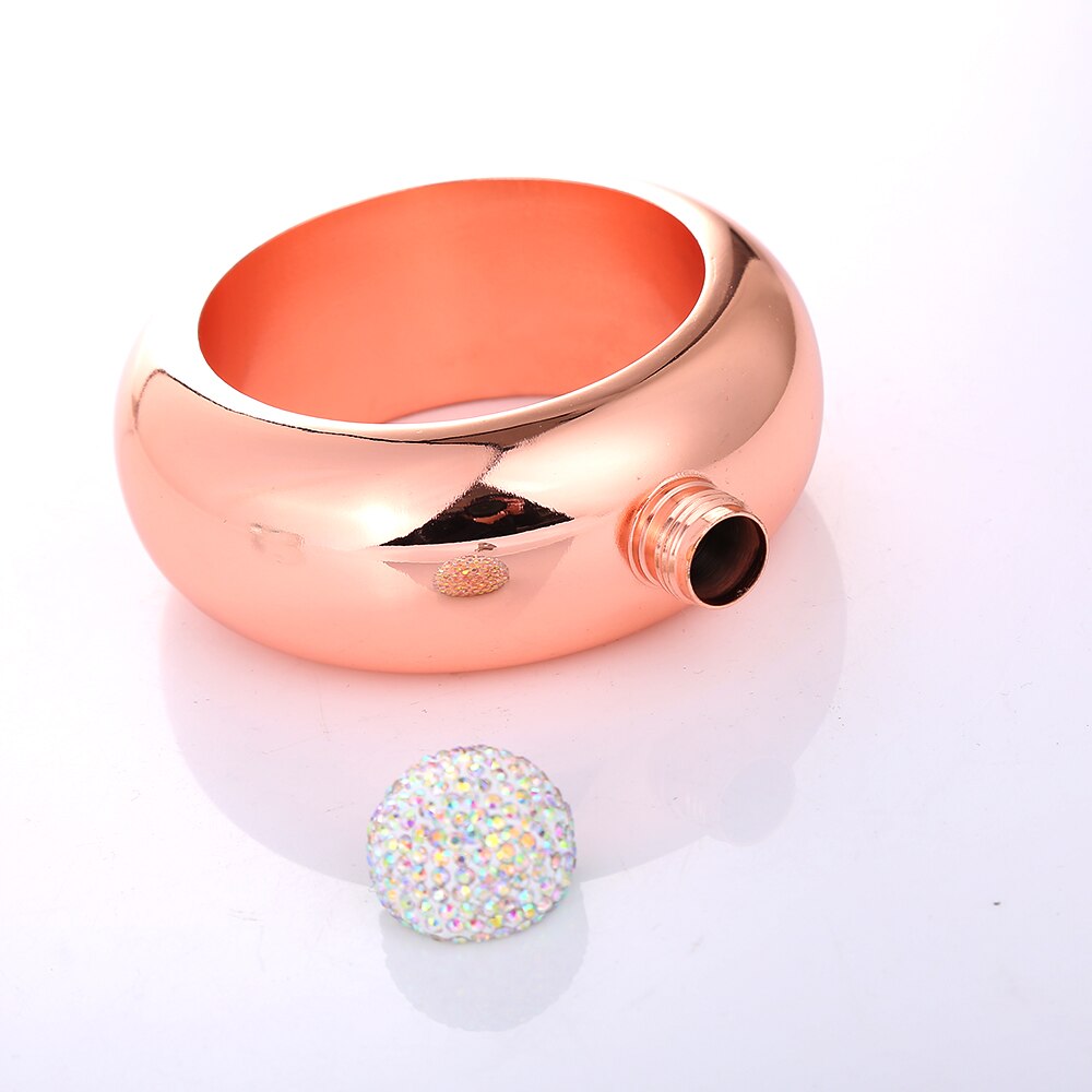 Realand Moda 3.5 OZ Garrafa Anca do Aço Inoxidável Pulseira Bangle Pedrinhas Tampa Álcool Uísque Copos Jóias para As Mulheres
