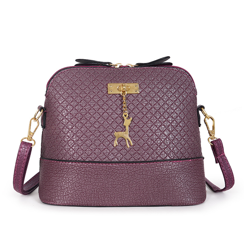 Vrouwen Messenger Bags Mini Pu Lederen Tas Met Herten Speelgoed Shell Vorm Zak Vrouwen Schoudertassen Dames Rits handtas: dark purple